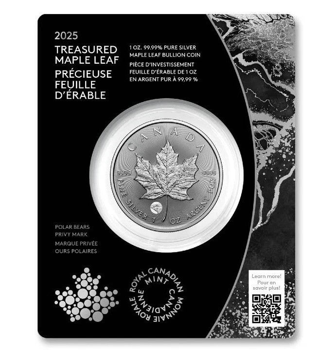 2025 Canada 1 oz .9999 Silver Maple Leaf Polar Bears Privy Mark BU Bullion Coin0