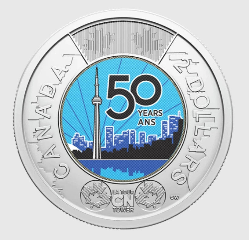 2026 Canada Toonie roll CN Tower - 25 x $2 coloured coins in special wrap2