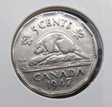 1947 Canada 5 Cent Coin - Dot0