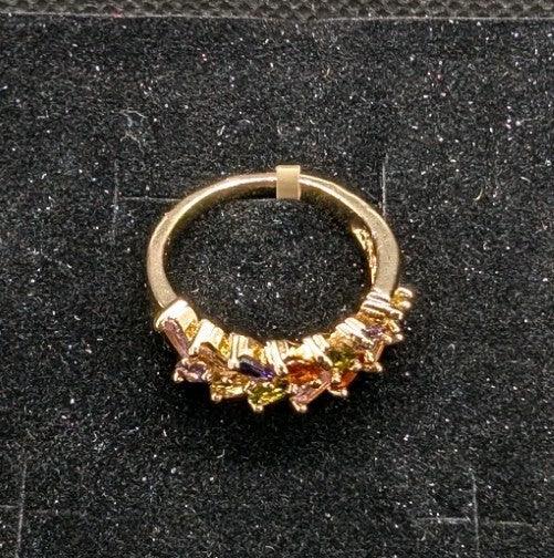 Pure 18K Gold plated Ring with colourful stones for Women beautiful jewelry - NumisFind