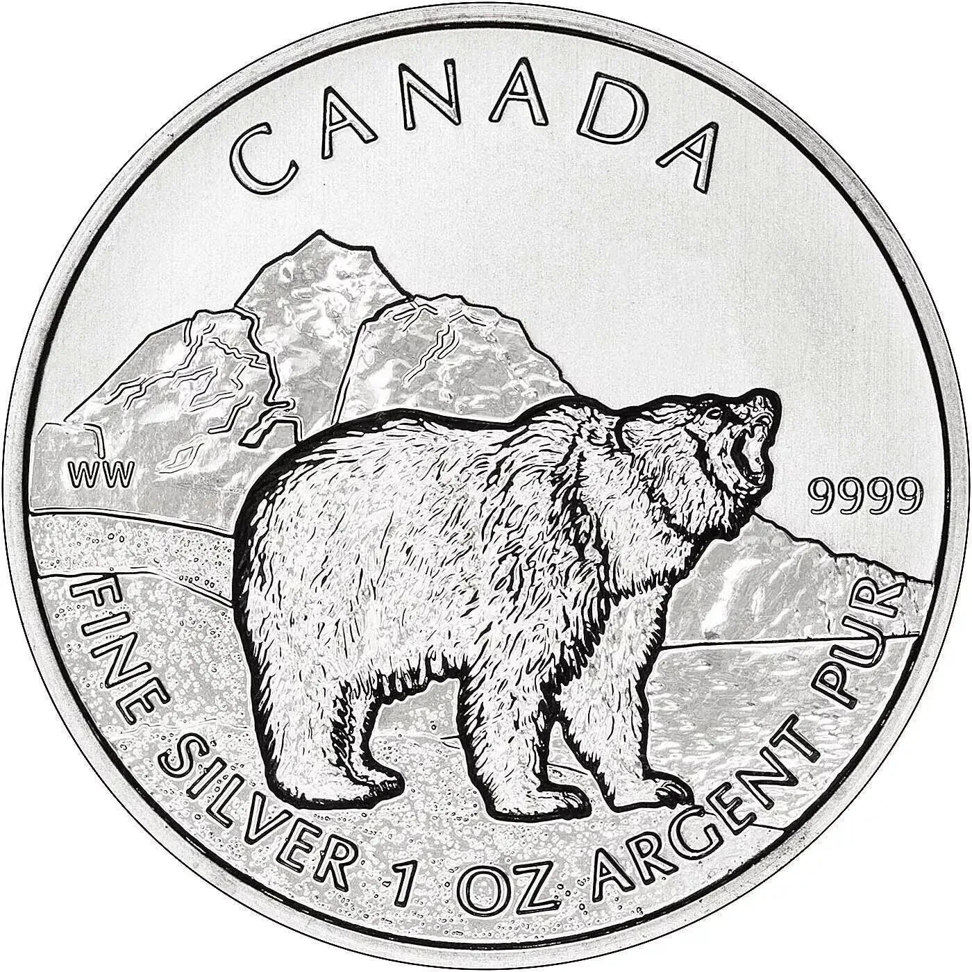 1 Oz 9999 Silver 2011 Canada Grizzly Bear Canadian Wildlife Coin in Capsule - NumisFind