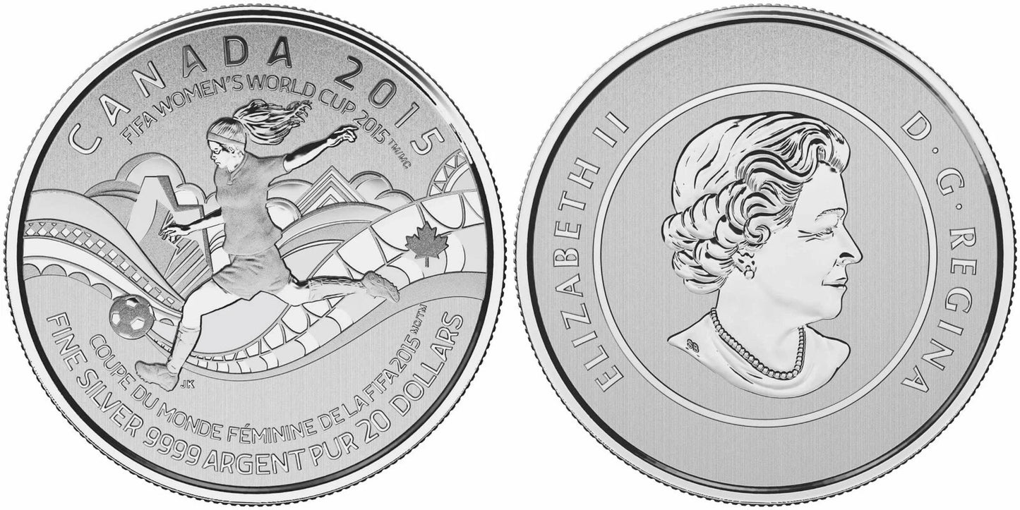 Canada 2015 $20 FIFA Women's World Cup Canada 2015 Pure Silver Coin Sealed1