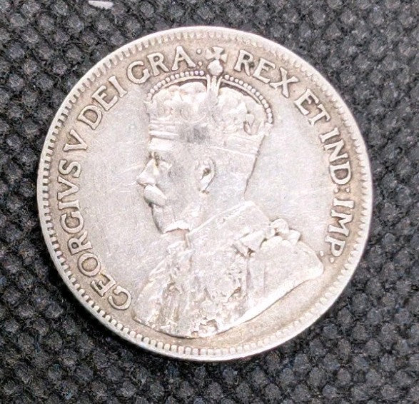 1917 Newfoundland Canada Silver Quarter 25 Cents Coin1