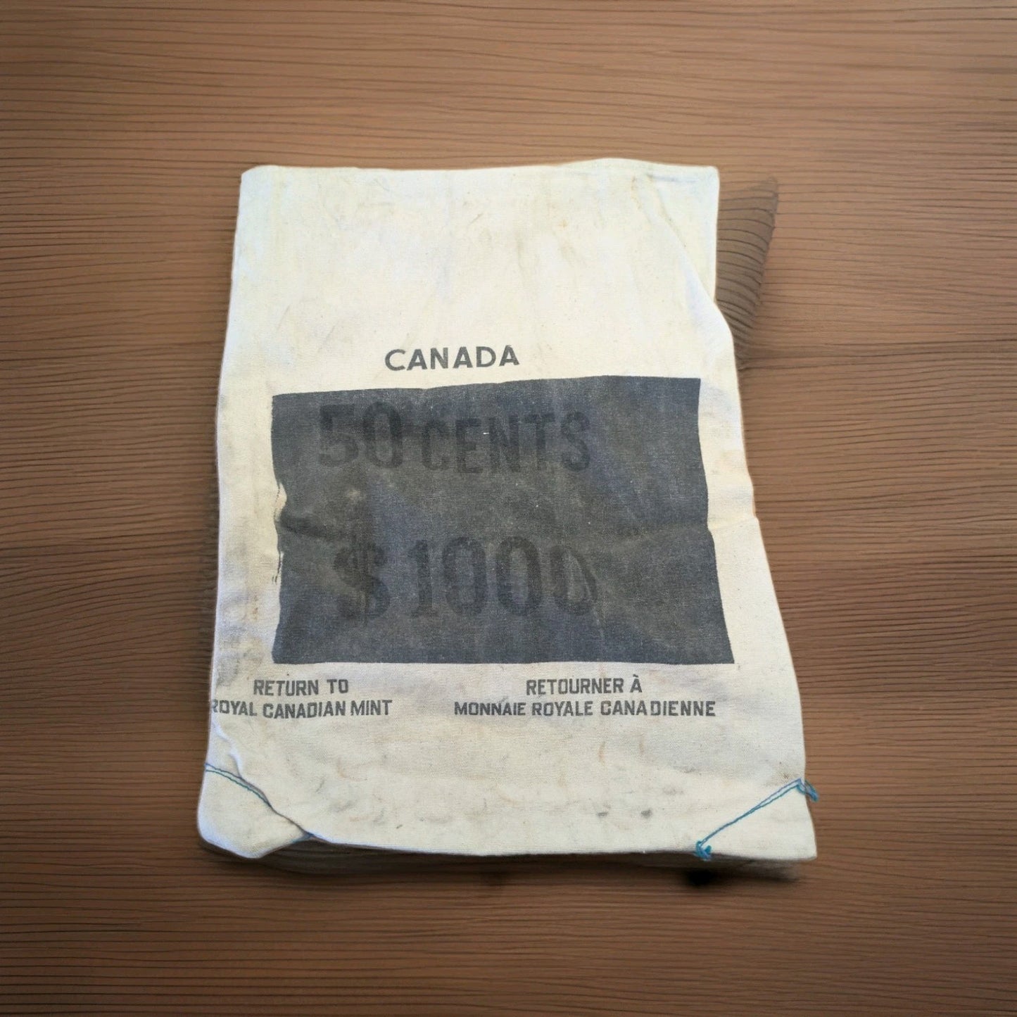 Lot of 2 Vintage Bank Bag Canada 50 Cents $1000 + No writing Royal Canada Mint1