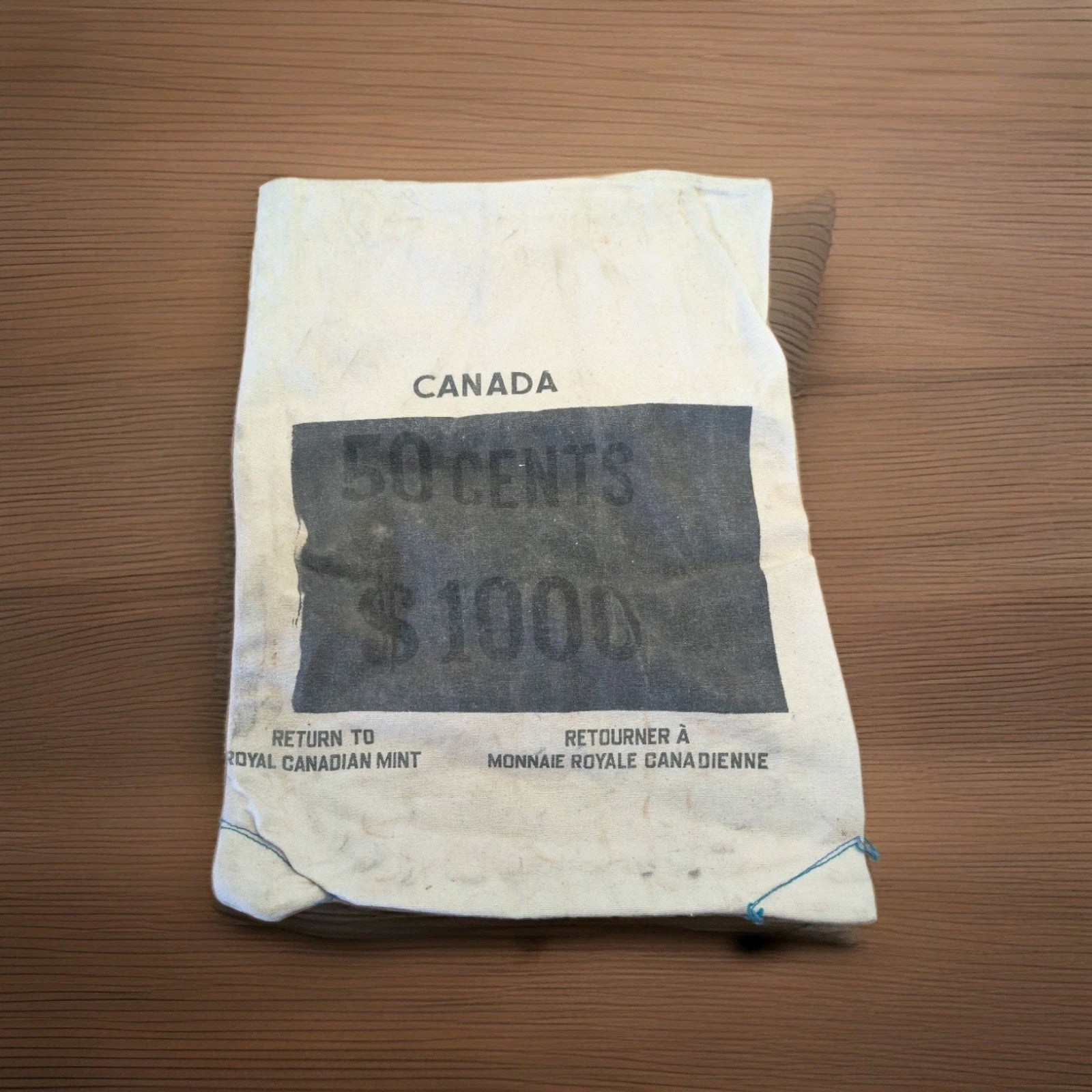Lot of 2 Vintage Bank Bag Canada 50 Cents $1000 + No writing Royal Canada Mint1