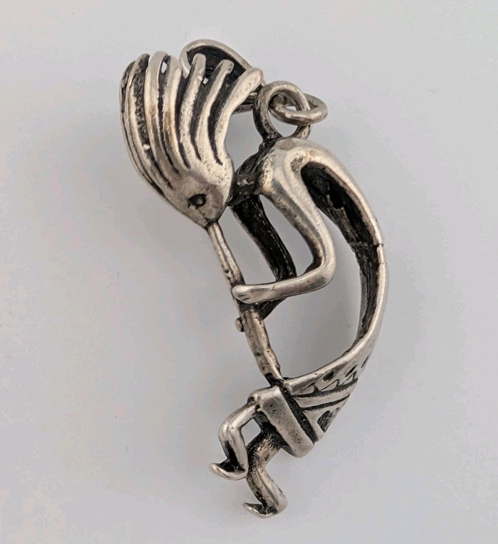 Vintage 925 Sterling silver 15g Kokopelli pendant Southwestern Folk Art jewelry0