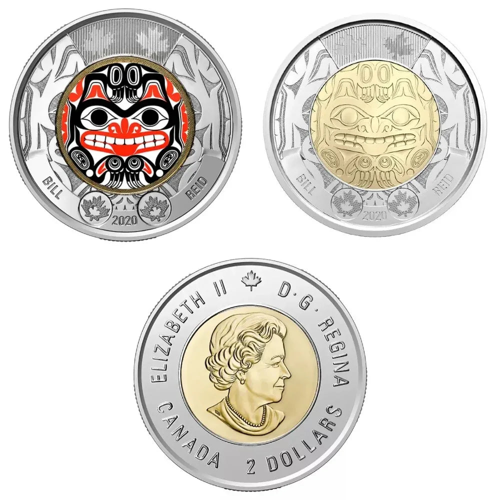 Canada $2 Dollars Coin Bill REID Toonie - 2020 non coloured & coloured - NumisFind