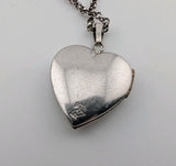 Beautiful Vintage Sterling Silver Heart Locket Figaro Chain Necklace 19"2