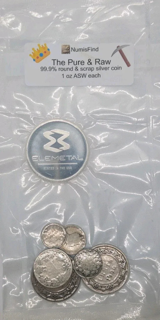 2 Oz Silver Coin Pack Bags The Pure And The Raw ️ 1 Pure Oz & 1 Scrap Oz ASW - NumisFind