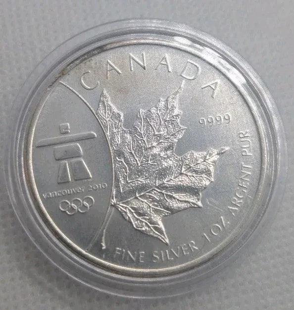 Canada 2008 Maple Leaf S 1 Oz Fine Silver Coin $5 Olympics - NumisFind