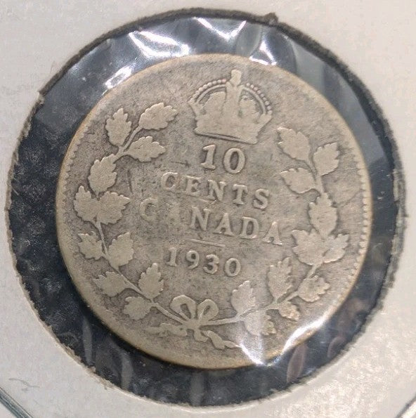1930 Canada 10 Cents Silver Dime VG8 - George V0