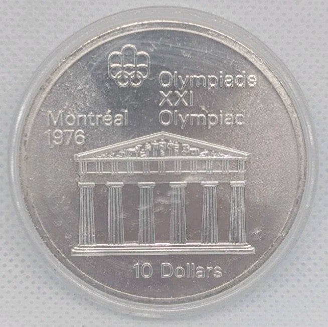 Canada 1974 Montreal Olympics 10 Ten Dollar Silver Coin - Zeus Temple0