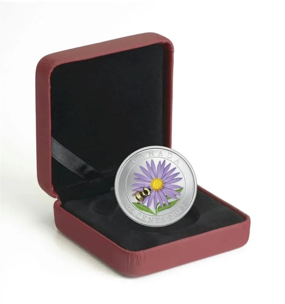 2012 CANADA 25 cent Coloured Coin - Aster & bumblebee - NumisFind