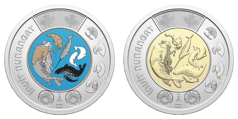 Canada 2024 Inuit Nunangat Non and Coloured BU UNC Toonies from a Roll!!0