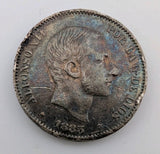 1883 Philippines .835 Silver 50 Centavos de Peso Alfonso XII Spanish RARE - XF1