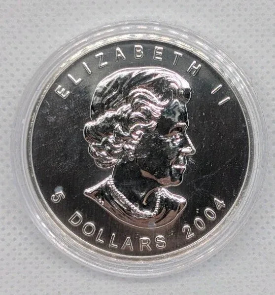2004 CANADA $5 Winter Colored Silver Maple Leaf 1oz 99.99% Silver - NumisFind