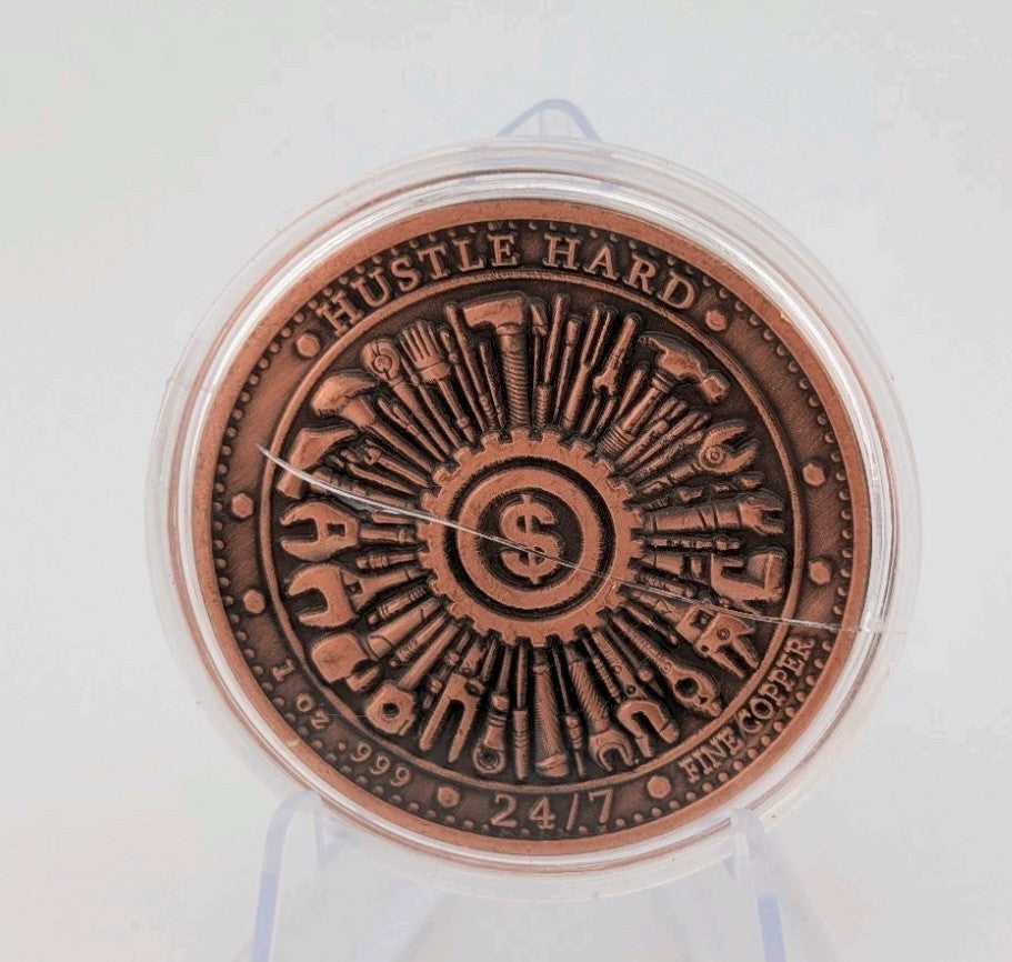 Always Tired Never Broke 1 oz Copper Round Fine 0.999% with Capsule3