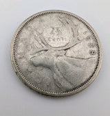 Canada 1958 25 Cents 25c Canadian Caribou Quarter Coin - 80% Silver - ASW .150oz0