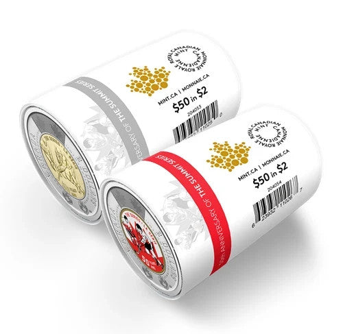 2022 Summit Hockey Series 50th Toonie set of 2 Special Wrap Roll Canada 2x25x2$0