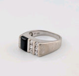 925 Sterling Silver Trapezoid CZ and Black Onyx Ring size 10.51