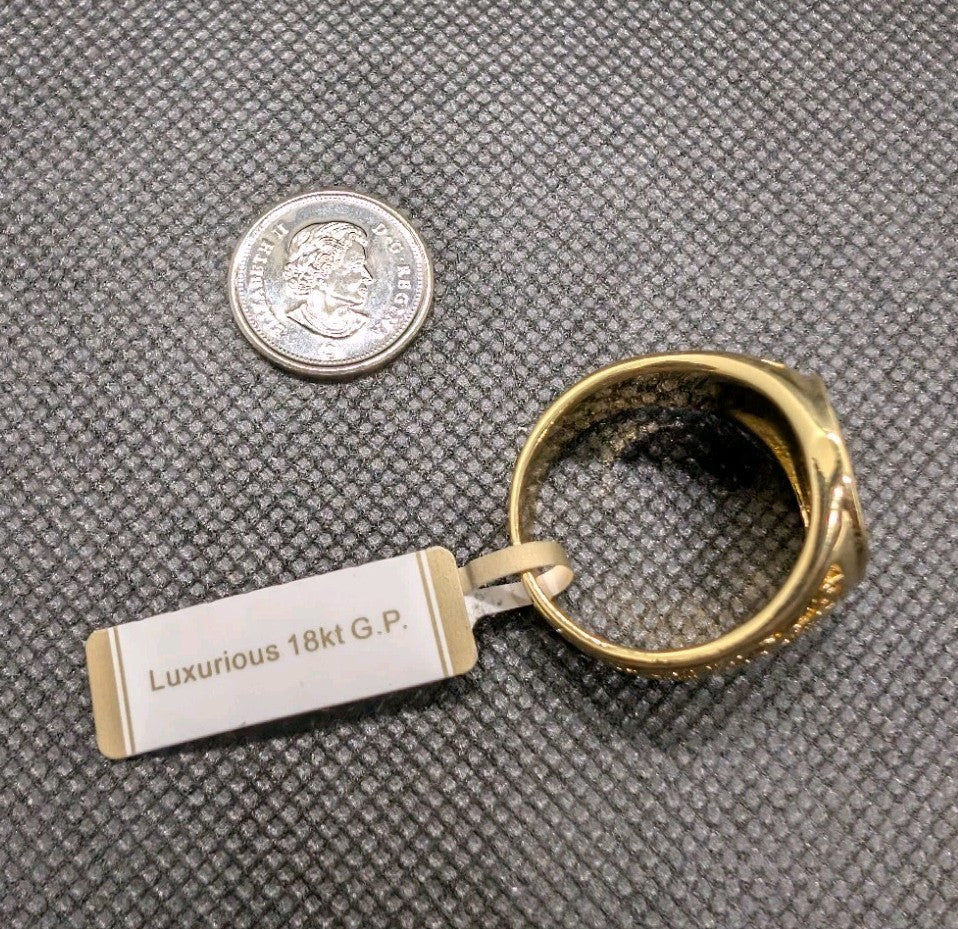 Designer Handmade Textured Saints Gold Plated Ring For Anniversary Gift3
