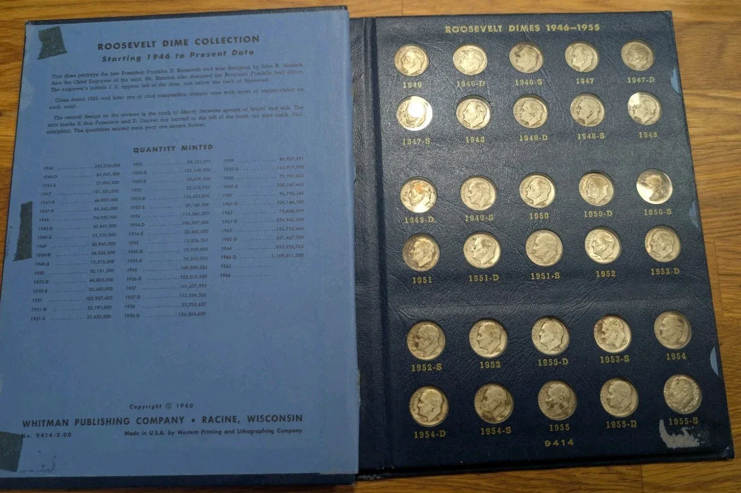1946-1966 Roosevelt Dime Complete Set Of 50 Coins Album Circulated And Unc - NumisFind