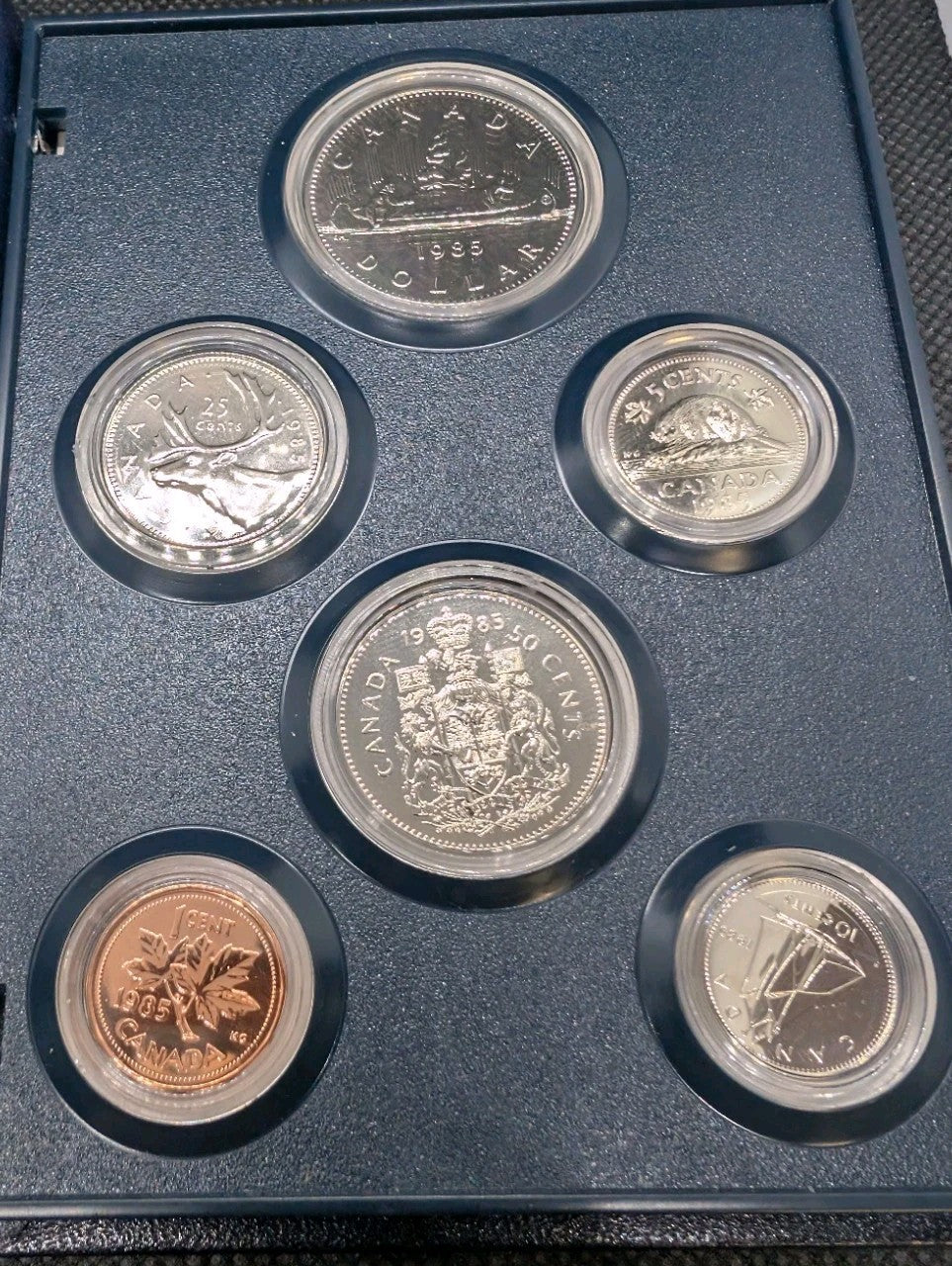 1985 Canada - Official Specimen Set (6) w/ Voyageur $1 Dollar - RCM Packaging2