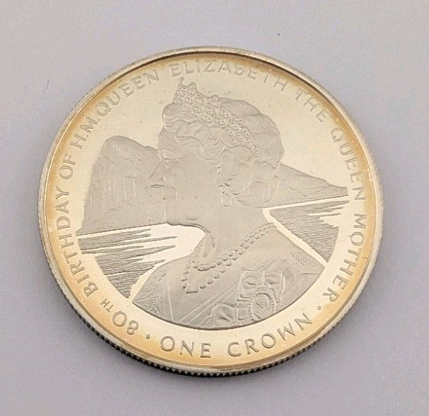 Gibraltar 1980 Queen Mother Crown Silver Coin, Proof0