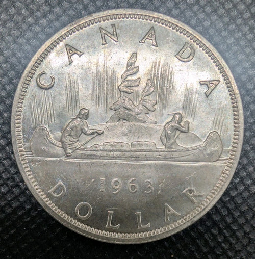 1963 80% Silver Canadian Canada Silver Dollar Uncirculated BU0