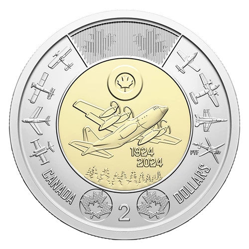 2024 100th Anniv Air Force Toonie set of 2 Special Wrap Roll Canada 2x25x2$4
