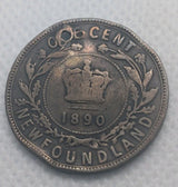 1890 Canada Newfoundland Large Cent Coin. Penny 1p 1c VG-80