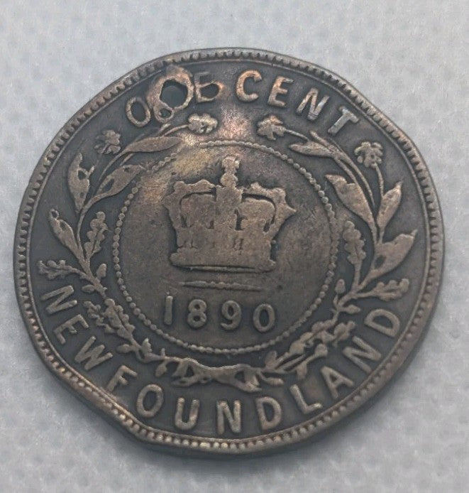 1890 Canada Newfoundland Large Cent Coin. Penny 1p 1c VG-80