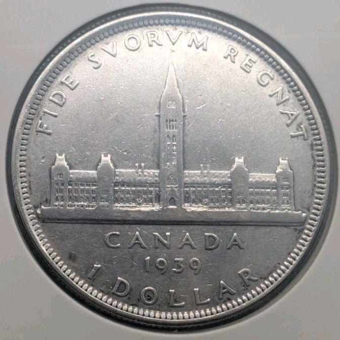 1939 Canada Silver Dollar - George VI - 0.8 Silver - Circulated Beautiful Patina0