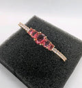 14K Gold Plated 925 Womens Bangle Bracelet With Pink & Clear Stones - NumisFind