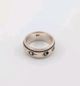 Moon & Sun Sterling Silver Fidget Spinner Ring Size 9.5 925 0