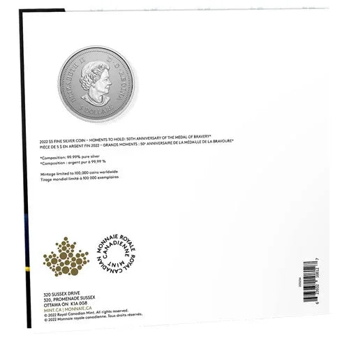 2022 Canada $5 .9999 Silver 50th Anniversary of the Medal of Bravery Coin - NumisFind