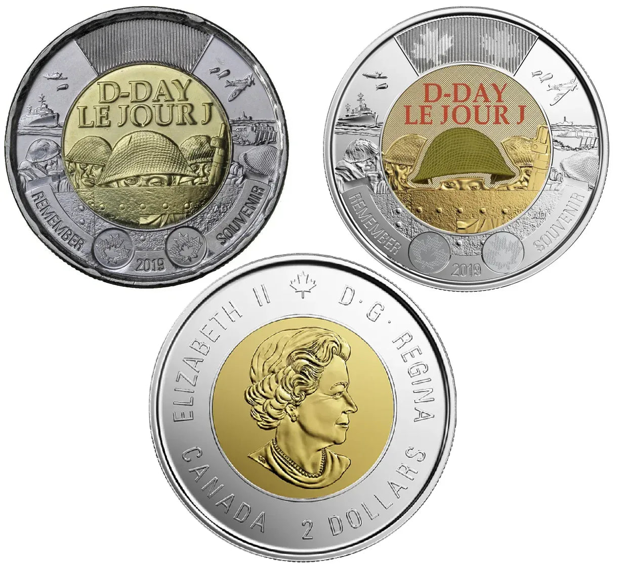 CANADA 2019 75th DDay COLOURED + NO COLOUR UNC $2 dollar toonie coins from roll - NumisFind