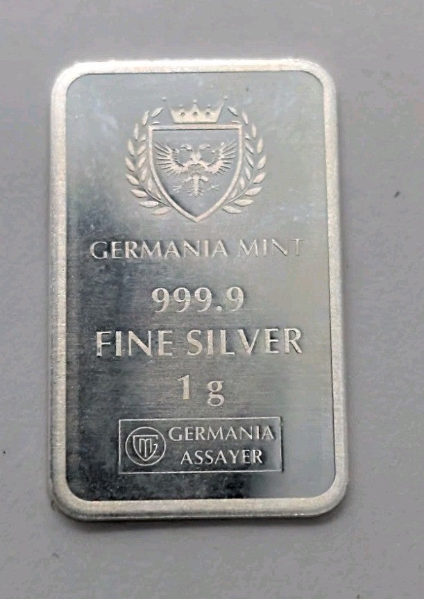 1g Germania Assayer Mint 999.9 Fine Silver Bars0