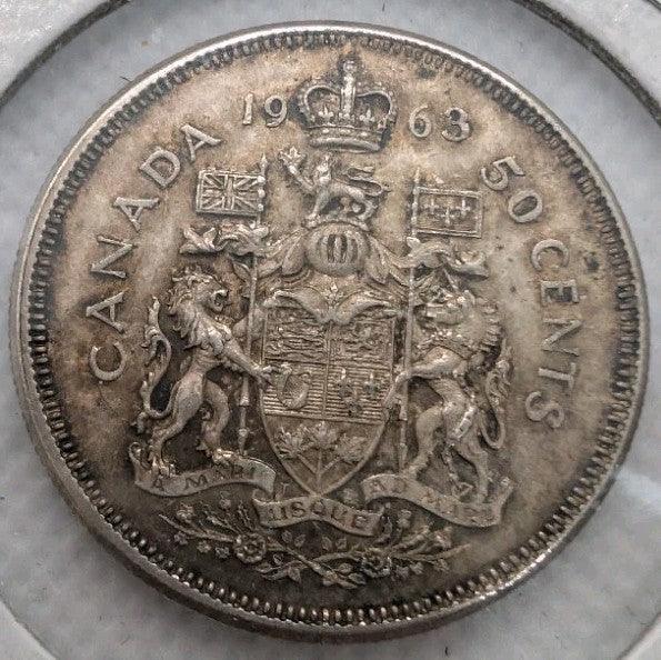 1963 Canadian 50 Cents .800 Silver Half Dollar Queen Elizabeth II Circulated - NumisFind