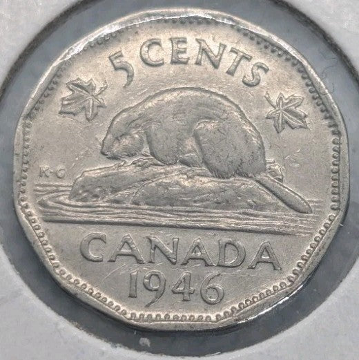 1946 Canada 5 Cent George VI Canadian  Nickel Coin Five Cents0