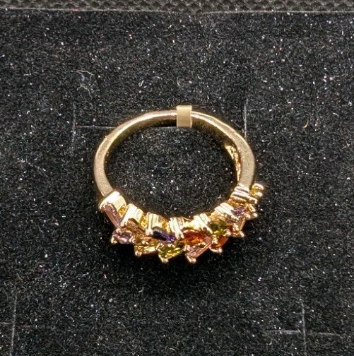 Pure 18K Gold plated Ring with colourful stones for Women beautiful jewelry0