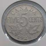 Canada Nickel 5 Cents 1928 - Circulated - Shipping Low Cost0