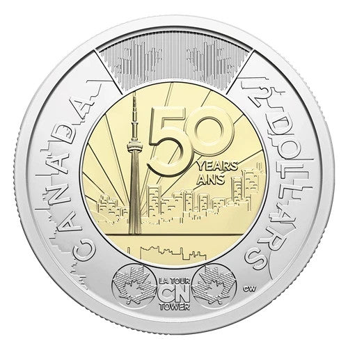 CN TOWER 50th Anniversary 2026 CANADA 25x$2 non-Color Sp. Wrap Toonie Coin Roll2