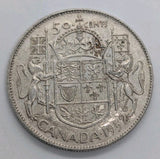 1952 Canadian 50 Cents .800 Silver Half Dollar Queen Elizabeth II - circ0