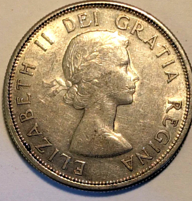 1961 Canadian 50 Cents .800 Silver Half Dollar Queen Elizabeth II - NumisFind