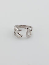 Modern Open Lines Wave Band Sterling Silver Ring-5.51