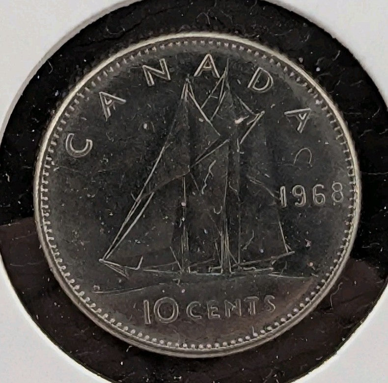 Canada 1968 10 cents Elizabeth II Canadian Regular Dime0