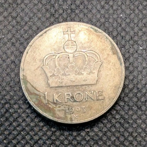 1993 NORWAY 1 KRONE COIN0