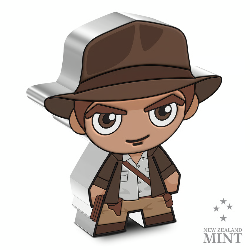 2023 Niue S$2 1oz 0.999 Silver Coin. Chibi Indiana Jones With COA 1 Of Only 18001