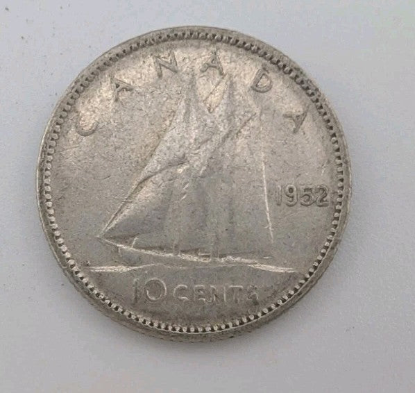 1952 Canada 10c Silver coin Dime - 2g of pure silver0